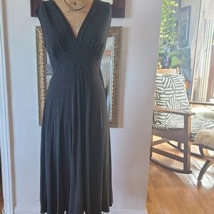 Liz Lange Gray Maxi Dress Maternity V Neck Cozy Stretch Sz One/med